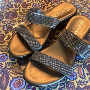 Never worn sparkly copper/silver sandals